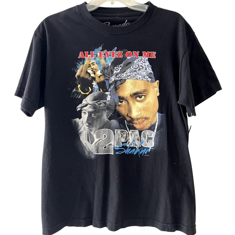 2Pac Tupac Shakur All Eyez On Me Bravado Black T Shirt Size Medium Excellent